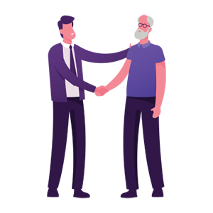 Vector image of two men shaking hands.